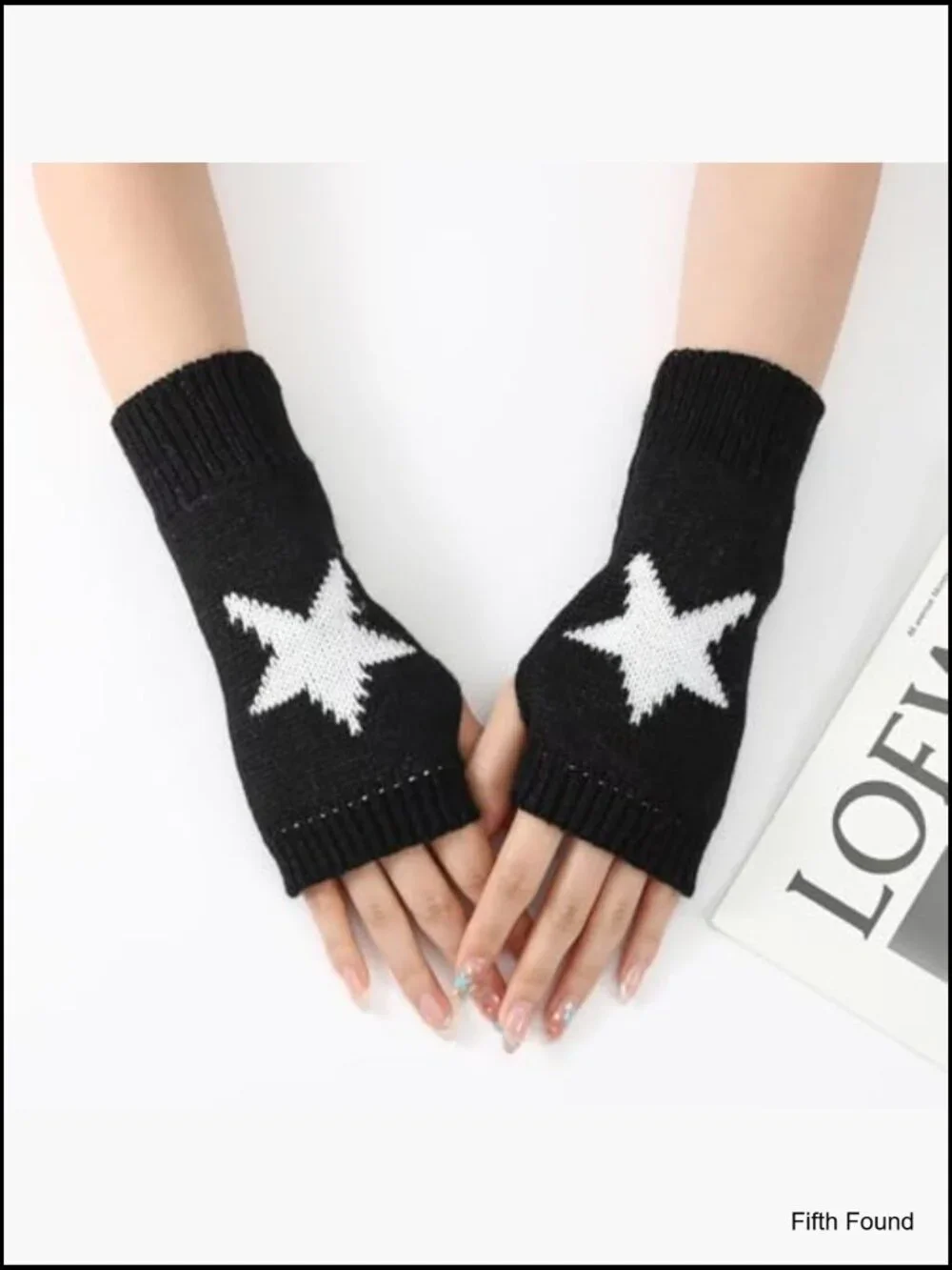 Y2K Star Pattern Fingerless Gloves Thumb Hole Arm Warmers